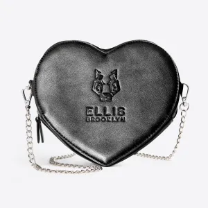 ELLIS BROOKLYN BLACK HEART BAG WITH CHAIN STRAP Ellis Brooklyn