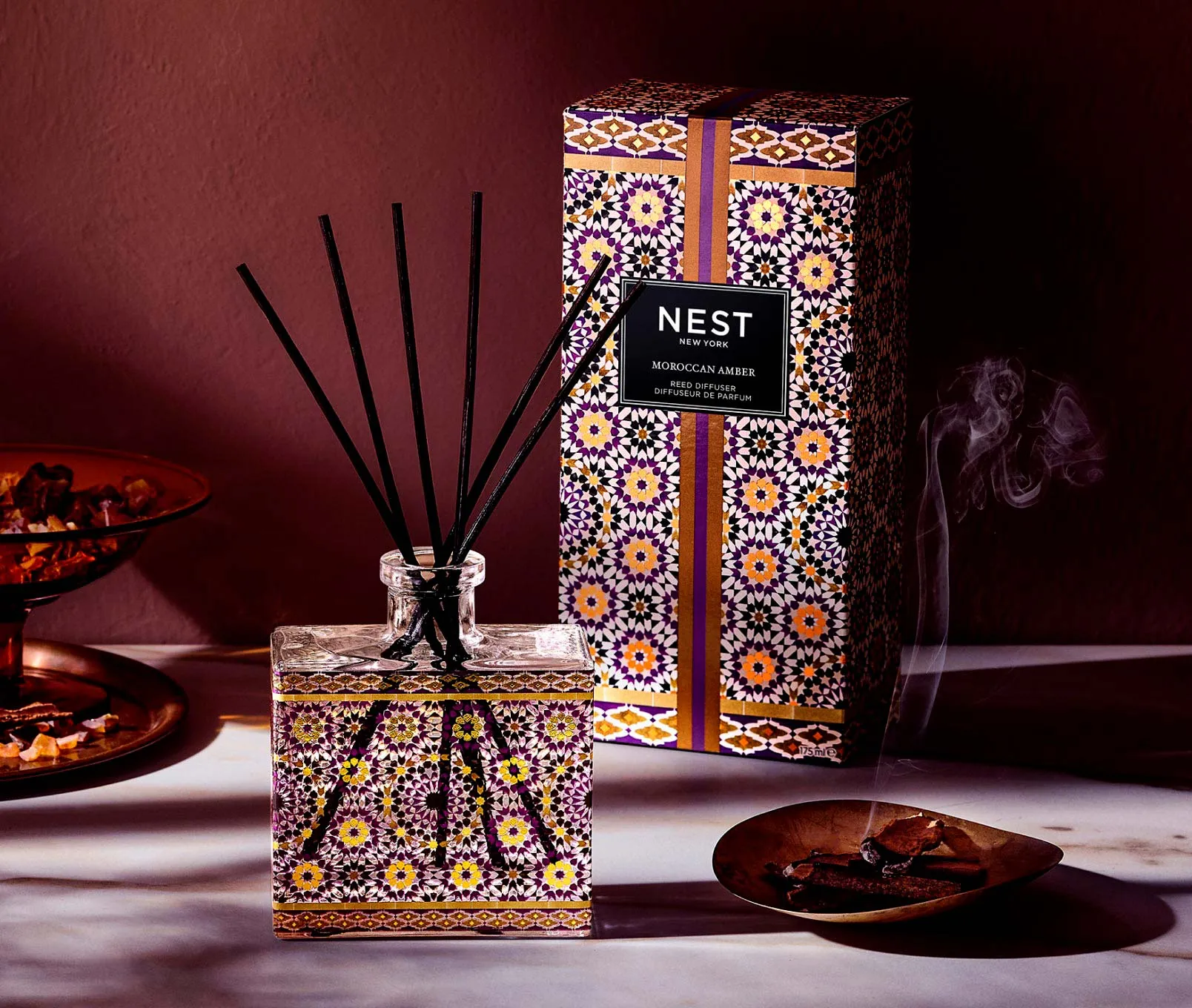 Moroccan Amber Decorative Reed Diffuser Nest New York